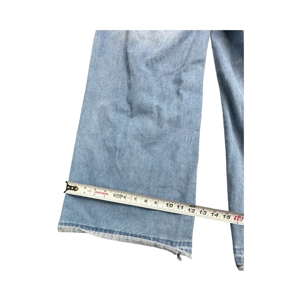 SHEIN Curve Jeans Womens 0XL Light Wash Star Patchwork Wide Leg Distressed Denim - Picture 8 of 11